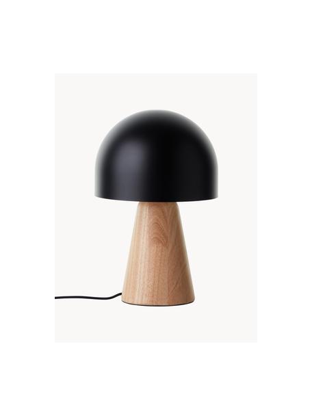 Kleine tafellamp Nalam, Lampenkap: glas, Lampvoet: hout, FSC-gecertificeerd, Zwart, helder hout, Ø 20 x H 31 cm