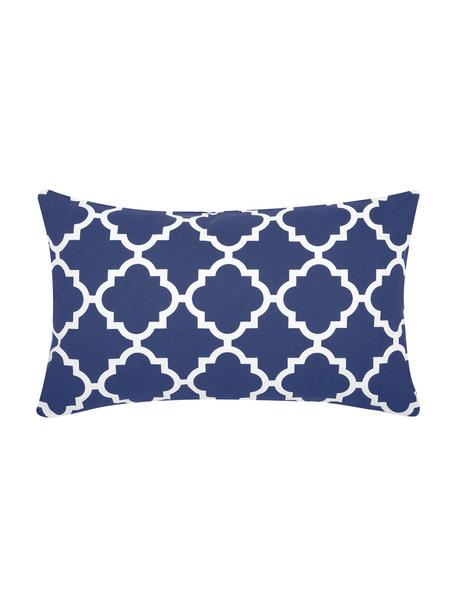 Federa arredo in cotone con motivo grafico Lana, 100% cotone, Blu marino, bianco, Larg. 30 x Lung. 50 cm