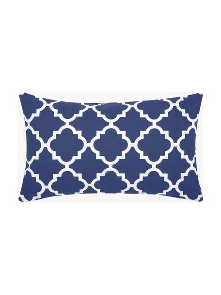 Housse de coussin rectangulaire imprimé graphique Lana, 100 % coton, Bleu marine, blanc, larg. 30 x long. 50 cm