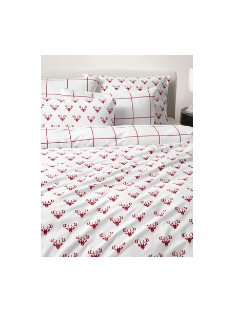 Funda nórdica doble cara de franela invernal Vince, Blanco, rojo, Cama 90 cm (155 x 220 cm)