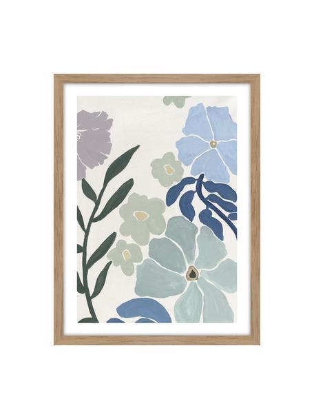 Ingelijste digitale print This Season 1, Lijst: eikenhout, Gebroken wit, blauwtinten, groen, lavendel, B 30 x H 40 cm
