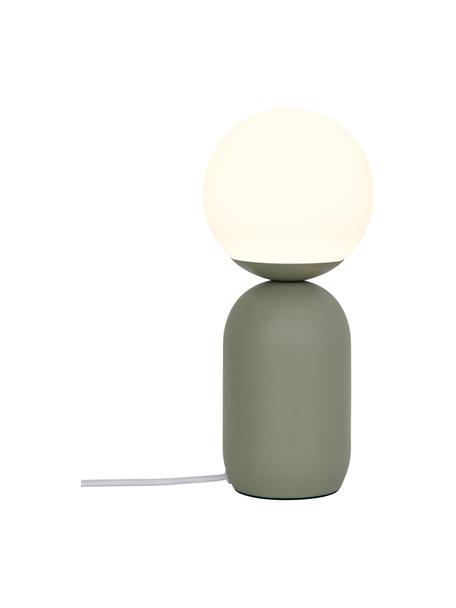 Lampada da tavolo piccola verde Notti, Base della lampada: metallo, rivestito, Paralume: vetro soffiato, Bianco, verde, Ø 15 x Alt. 35 cm