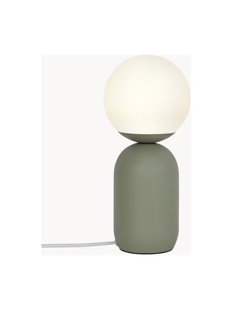 Kleine Tischlampe Notti, Lampenfuß: Metall, beschichtet, Lampenschirm: Glas, mundgeblasen, Weiß, Grün, Ø 15 x H 35 cm