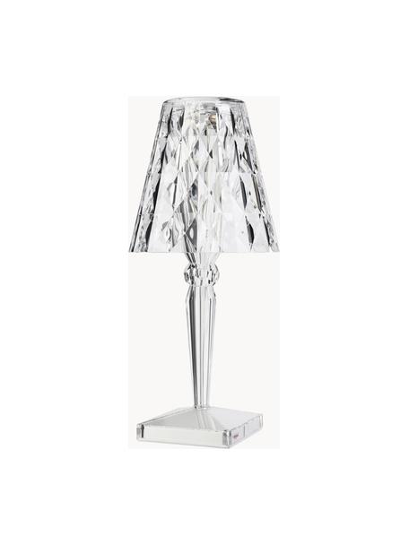 Mobilna lampa stołowa LED z funkcją przyciemniania Battery, W 26 cm, Szkło akrylowe, Transparentny, Ø 17 x W 37 cm