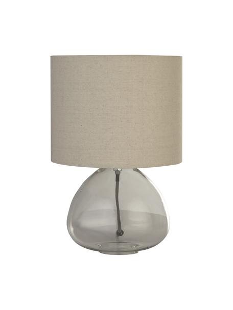 Kleine Tischlampe Lugio mit Glasfuß, Lampenschirm: Stoff, Lampenfuß: Glas, Beige, Transparent, Ø 21 x H 32 cm