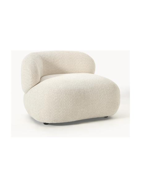 Loungefauteuil Alba uit teddy-bouclé, Bekleding: 100% polyester Met 100.00, Frame: massief sparrenhout, gren, Poten: kunststof Dit product is , Teddy-bouclé gebroken wit, B 102 x D 89 cm, rugleuning links