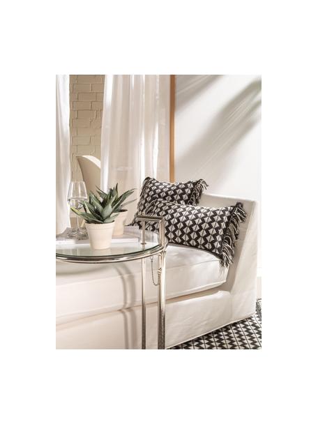 In- & outdoor kussen Morty van gerecycled PET met ethnopatroon, met vulling, Bekleding: 100% polyester (gerecycle, Zwart, gebroken wit, 30 x 50 cm