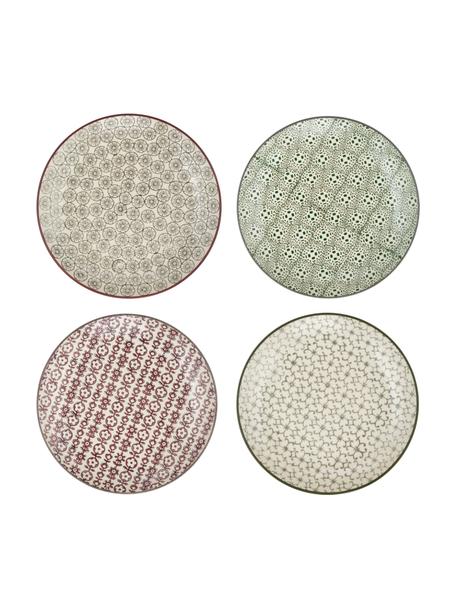 Ontbijtbord Karine met klein patroon, set van 4, Keramiek, Meerkleurig, patroon, Ø 20 cm