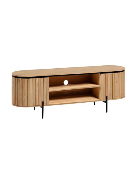 TV stolek z mangového dřeva Licia, Béžová, černá, Š 160 cm, V 56 cm