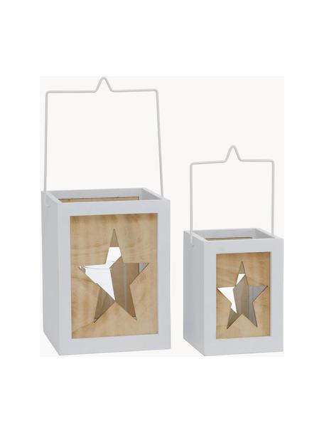 Lantaarns Jula, set van 2, Frame: gecoat hout, Wit, hout, Set met verschillende groottes