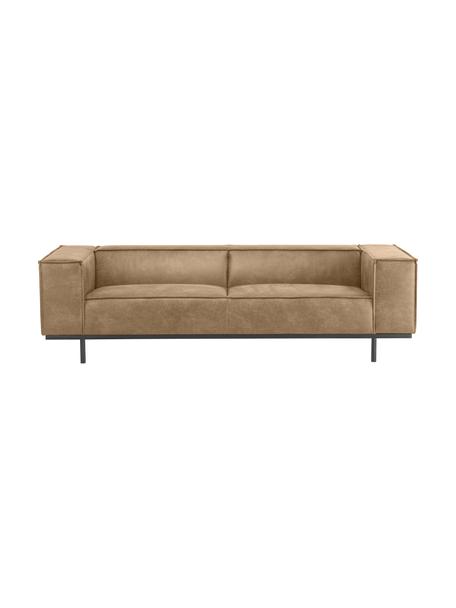 Sofa skórzana z metalowymi nogami Abigail (3-osobowa), Tapicerka: 70% skóra, 30% poliester , Nogi: metal lakierowany, Koniakowy, S 230 x G 95 cm