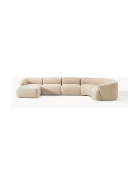 Canapé lounge modulable Sofia, Tissu beige clair, larg. 404 x prof. 231 cm, méridienne à droite