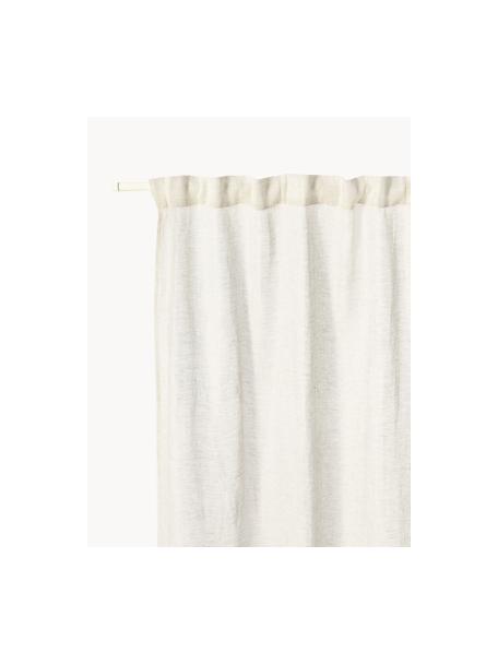 Polopriehľadné závesy s multifunkčnou páskou Ellen, 2 ks, 100 % ľan, Svetlobéžová, Š 115 x D 250 cm