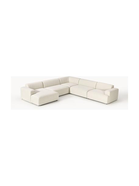 Sofá rinconera longue Melva, Tapizado: 100% poliéster Alta resis, Estructura: madera de pino y abeto ma, Patas: plástico Este producto es, Tejido blanco Off White, An 339 x F 339 cm, chaise longue derecha