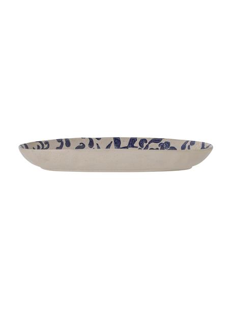 Ručne maľovaný servírovací tanier Petunia, Kamenina, Béžová, tóny modrej, D 29 x Š 15 cm