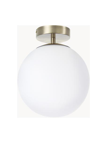 Kleine plafondlamp Hitch van glas, Lampenkap: glas, Wit, goudkleurig, Ø 25 x H 30 cm