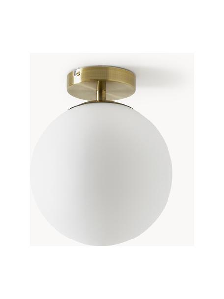 Plafón pequeño de vidrio Hitch, Pantalla: vidrio, Blanco, dorado, Ø 25 x Al 30 cm