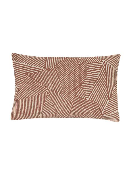 Kissenhülle Nadia mit grafischem Muster in Rostfarben, 100% Baumwolle, Beige,Weiß,Rot, 30 x 50 cm
