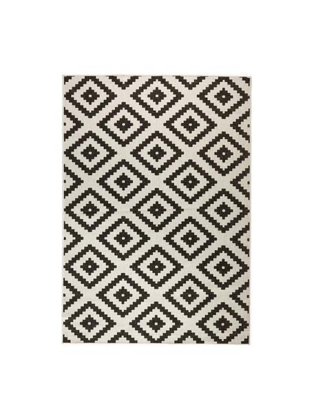 Alfombra reversible de interior y exterior Malta, Negro, crema, L 150 x An 80 cm