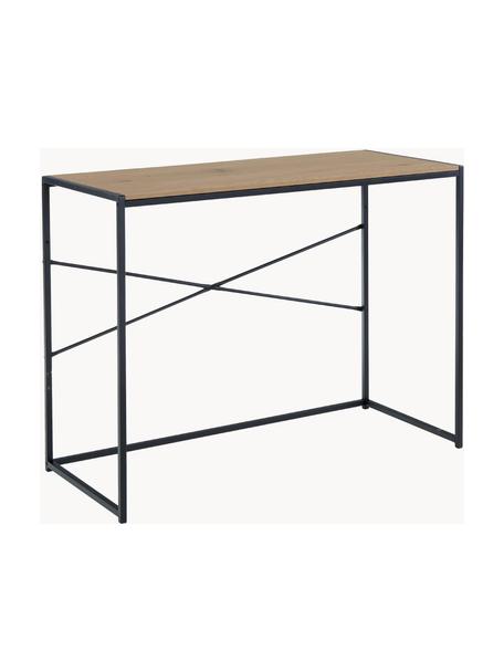 Úzky pracovný stôl Seaford, So vzhľadom dreva, čierna, Š 100 x H 45 cm