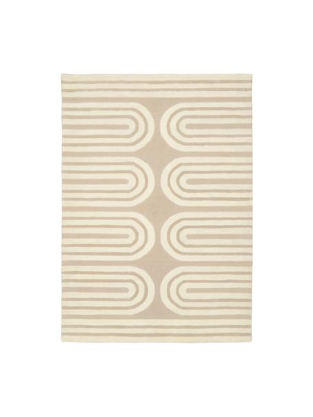 Alfombra artesanal de lana Arne, Parte superior: lana, Reverso: algodón Las alfombras de , Beige, blanco crema, An 80 x L 150 cm (Tamaño XS)
