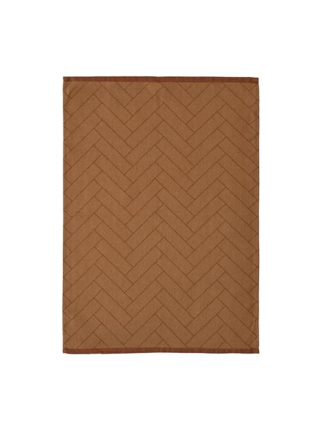 Torchon brun Tiles, 2 pièces, 100 % coton, Tons bruns, larg. 50 x long. 70 cm