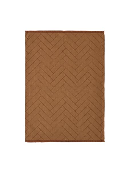 Katoenen theedoeken Tiles, 2 stuks, 100% katoen, Bruintinten, B 50 x L 70 cm