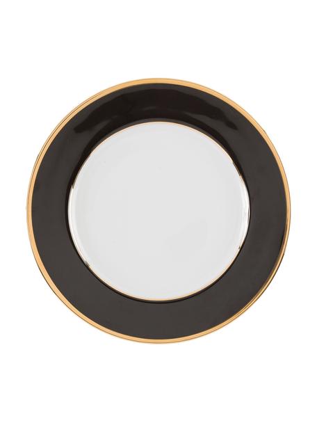 Dessous-de-plat porcelaine Ginger, 6 pièces, Porcelaine, Blanc, noir, couleur dorée, Ø 27 cm