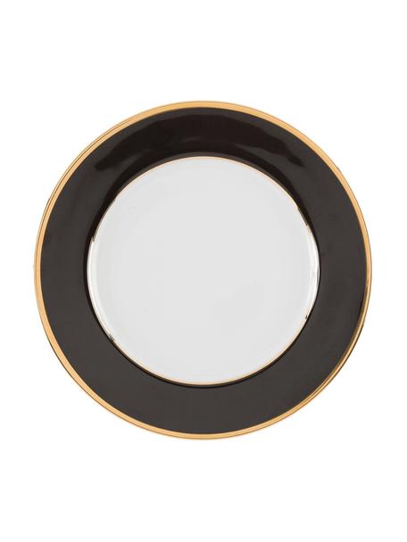 Dessous-de-plat en porcelaine Ginger, 6 pièces, Porcelaine, Blanc, noir, couleur dorée, Ø 27 cm