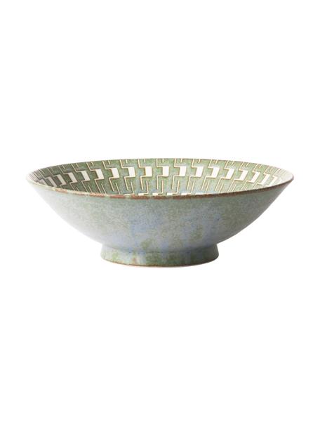 Ručne vyrobená šalátová misa Yunomi, Porcelán, Zelená, biela, modrá, Ø 25 x V 8 cm