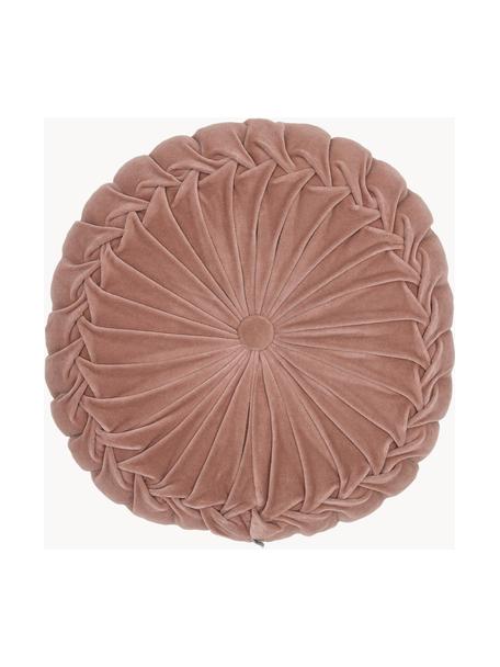 Kulatý sametový polštář s volánky Kanan, s výplní, Starorůžová, Ø 40 cm