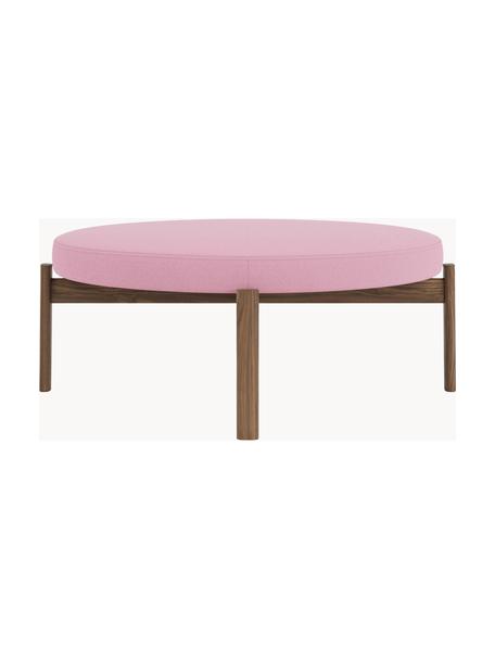 Pouf in legno di noce Passage, Rivestimento: tessuto, Struttura: legno di noce, Tessuto rosa, legno di noce, Ø 99 x Alt. 38 cm