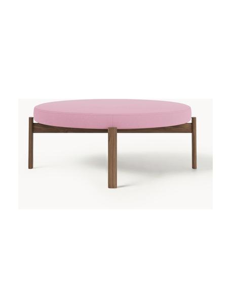 Pouf in legno di noce Passage, Rivestimento: tessuto, Struttura: legno di noce, Tessuto rosa, legno di noce, Ø 99 x Alt. 38 cm