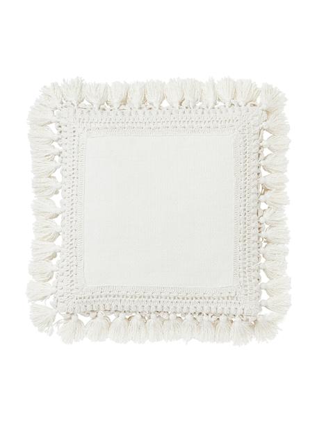 Copricuscino in cotone con nappe Adrian, Bianco crema, Larg. 45 x Lung. 45 cm