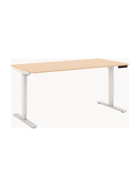 Höhenverstellbarer Schreibtisch Y-Line, Gestell: Metall, pulverbeschichtet, Tischplatte: Spanplatte, melaminharzbe, Hellbeige, Weiß, B 160 x T 80 cm