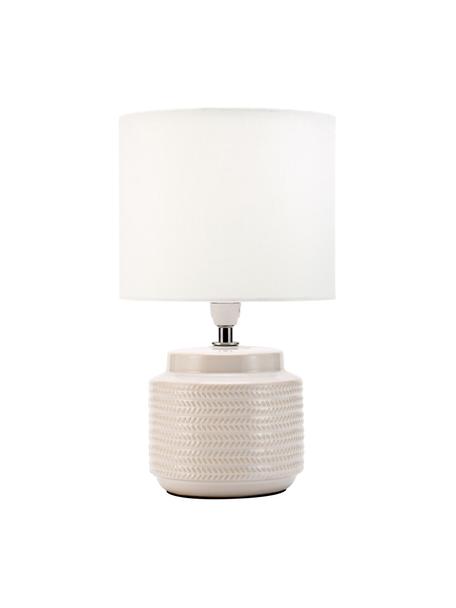 Kleine tafellamp Bright Soul, Lampenkap: stof, Lampvoet: keramiek, Beige, crèmewit, Ø 18 x H 30 cm
