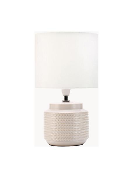 Kleine Tischlampe Bright Soul, Lampenschirm: Stoff, Lampenfuß: Keramik, Beige, Cremeweiß, Ø 18 x H 30 cm