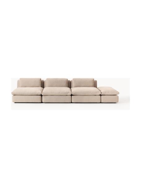 Canapé 3 places modulable XL avec pouf Felix, Tissu beige, larg. 360 x prof. 140 cm