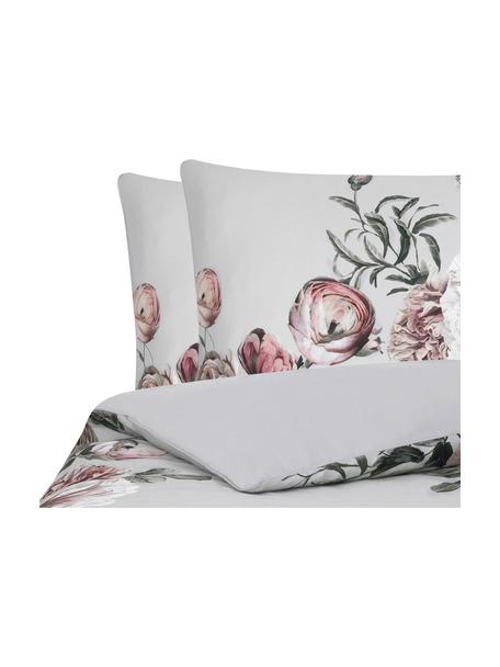 Baumwollsatin-Bettdeckenbezug Blossom, Webart: Satin Fadendichte 210 TC,, Grau, B 200 x L 210 cm