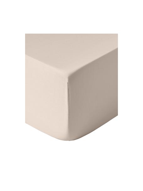 Lenzuolo con angoli boxspring in raso di cotone Comfort, Beige, Larg. 90 x Lung. 200 cm, alt. 35 cm