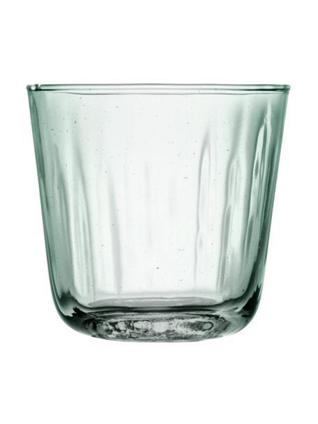 Waterglazen Mia met reliëf van gerecycled glas, 4 stuks, Gerecycled glas, Turquoise, transparant, Ø 9 x H 8 cm