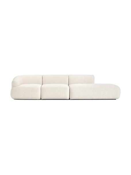 Méridienne modulable Sofia, Tissu blanc crème, larg. 340 x prof. 103 cm, dossier à gauche