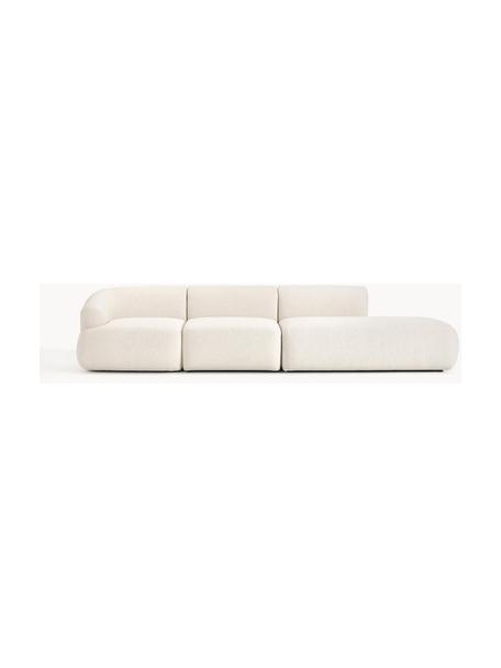 Chaise longue componibile XL Sofia, Rivestimento: teddy (100% polipropilene, Struttura: abete rosso, truciolare, , Piedini: plastica Questo prodotto , Tessuto bianco crema, Larg. 340 x Prof. 103 cm, schienale a sinistra