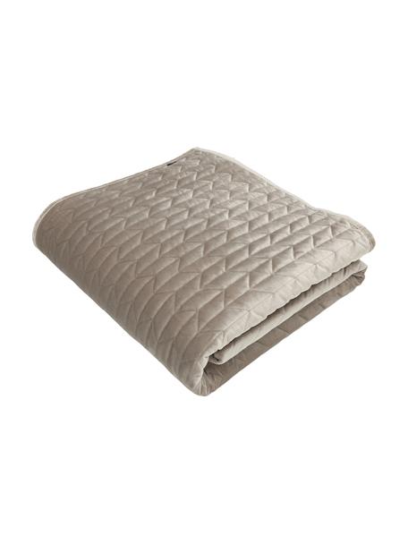 Gewatteerde bedsprei Tily van fluweel, 100% polyester, Beige, B 180 x L 260 cm (voor bedden tot 140 x 200)