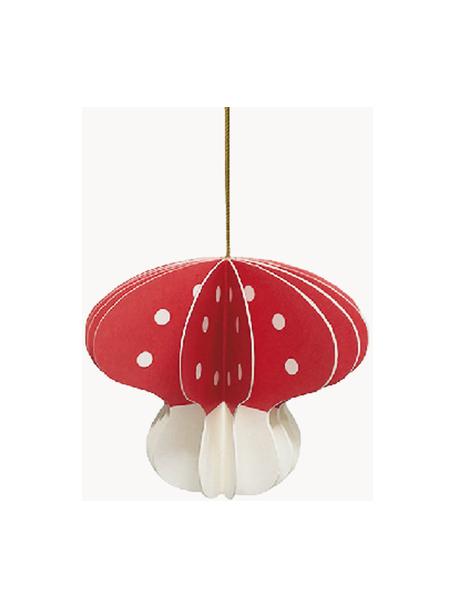 Ozdoby na vánoční stromeček Mushroom, 3 ks, Kraftový papír, Červená, bílá, Š 9 cm, V 8 cm