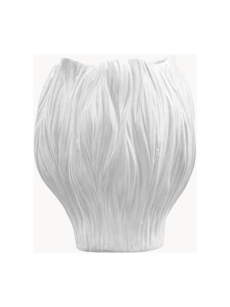 Handgefertigte Design-Vase Flora, H 26 cm, Steingut, Weiss, B 22 x H 26 cm