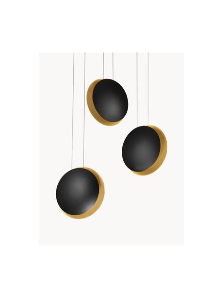 Suspension LED Shell, Aluminium, enduit, Noir, doré, Ø 48 cm