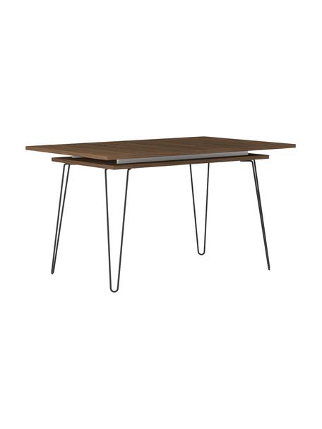 Table extensible avec pieds en métal Aero, 134 - 175 x 90 cm, Bois de noyer, larg. de 134 à 175 x prof. 90 cm