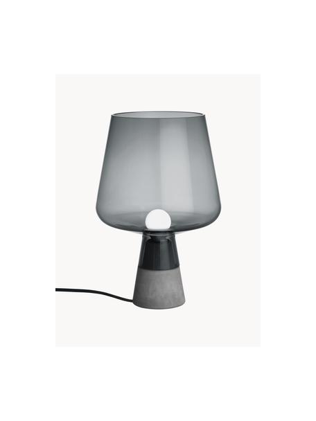 Lampada da tavolo piccola in vetro soffiato Leimu, Paralume: vetro soffiato, Struttura: cemento, Grigio scuro trasparente, Ø 20 x Alt. 30 cm