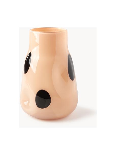 Glas-Vase Romilly, H 32 cm, Glas, Peach, Schwarz, Ø 21 x H 32 cm